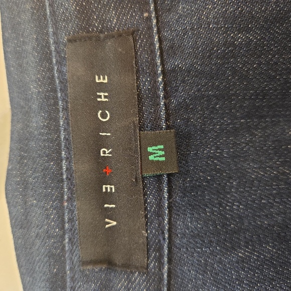 Vie Riche Embroidered Ignorant 33 Snap Button Cotton Denim Jean Shirt Medium - Picture 6 of 12